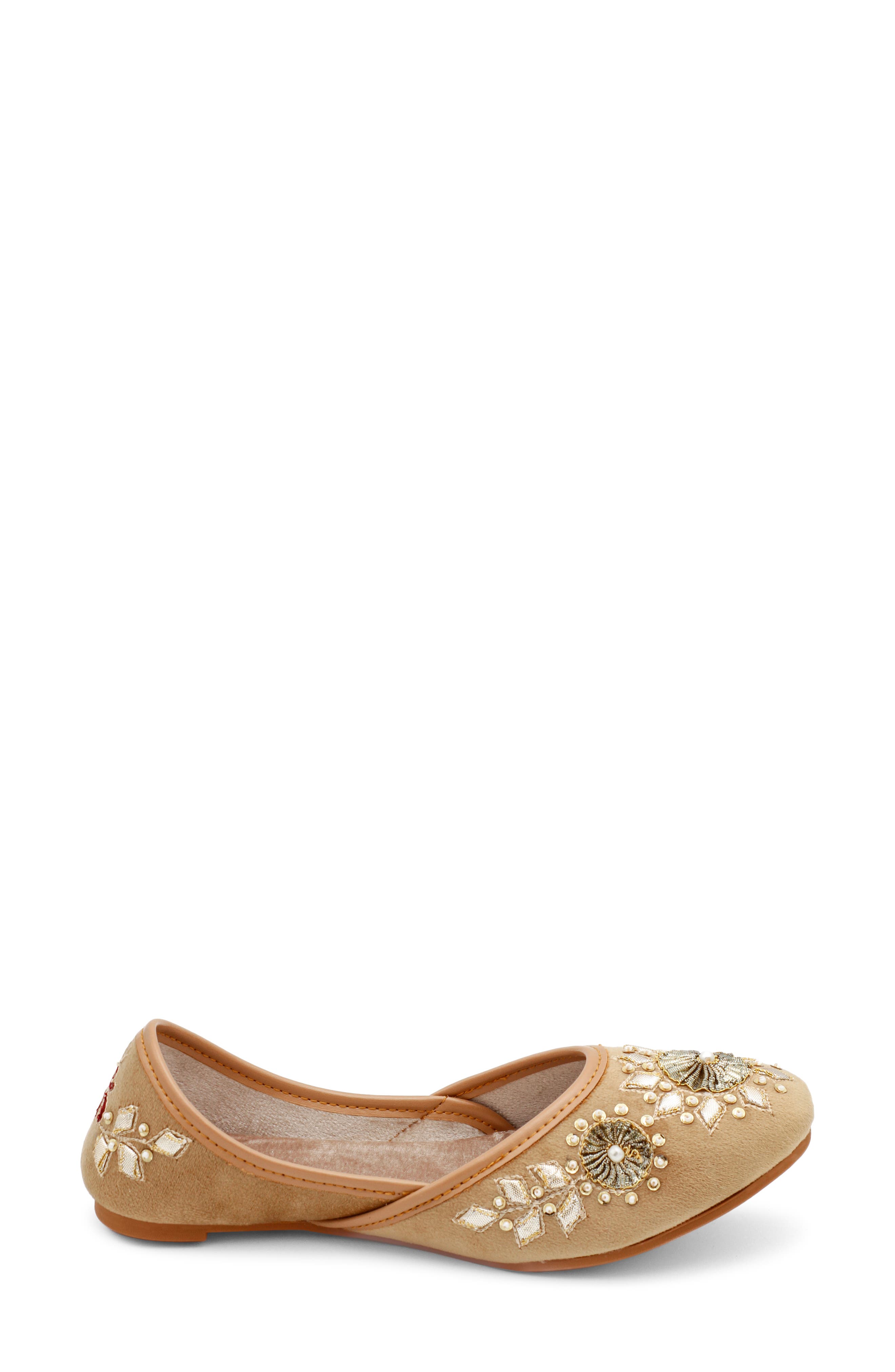 FUCHSIA Whistledown Embroidered Jutti Flat, Alternate, color, Gold