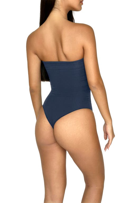 Noody Ultra-thin Seamless Forming Strapless Bodysuit In Blue