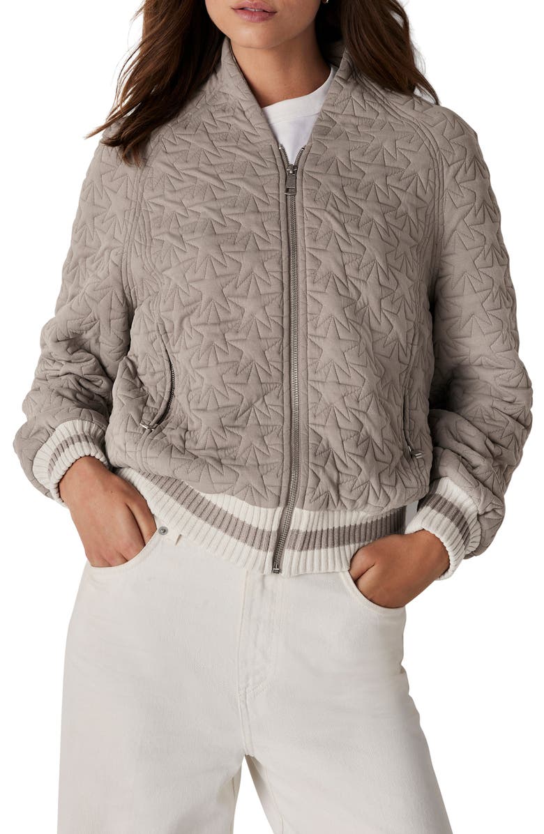 MINT VELVET Star Quilt Bomber, Main, color, Grey