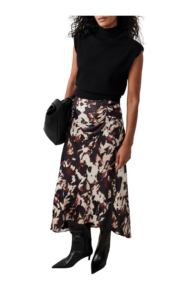 MINT VELVET Abstract Print Midi Skirt, Alternate, color, Burgundy