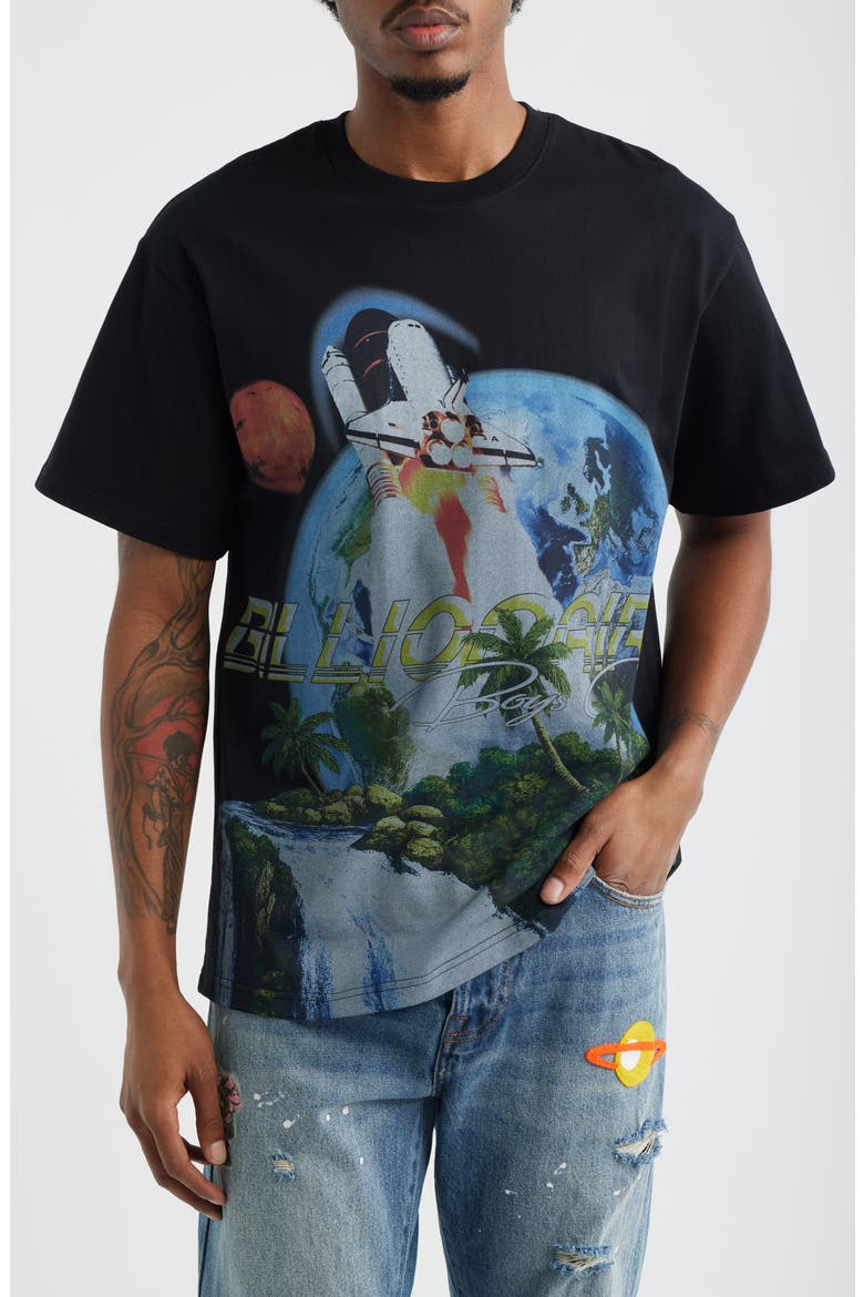Waterfalls Graphic T-Shirt, Main, color, BLACK