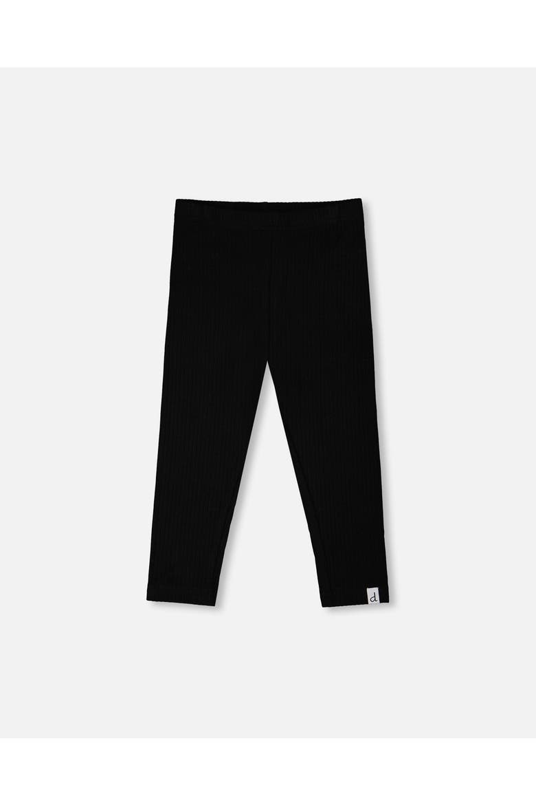 Rib Elastic Waist Capri Leggings, Main, color, Black