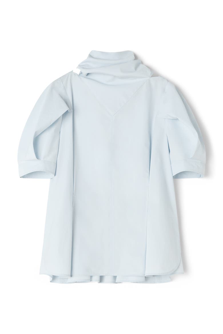 Blue Scarf Top In Cotton Poplin, Alternate, color, White, Pale blue