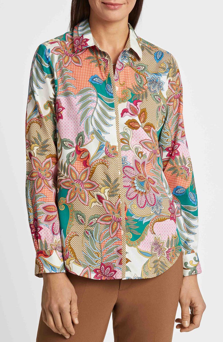 Foxcroft Charlie Floral Paisley Cotton Button-Up Shirt, Main, color, Multi Paisley