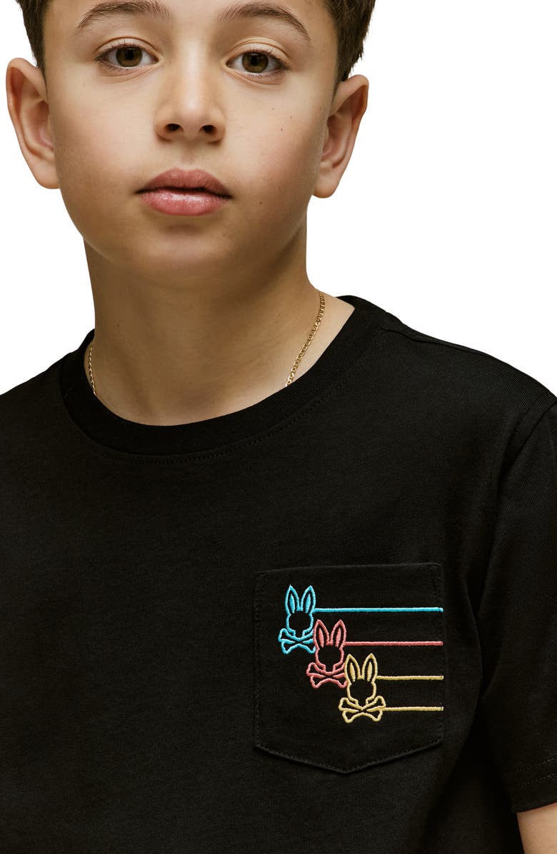 Psycho Bunny Kids' Andy Embroidered Pocket Cotton T-Shirt, Alternate, color, Black