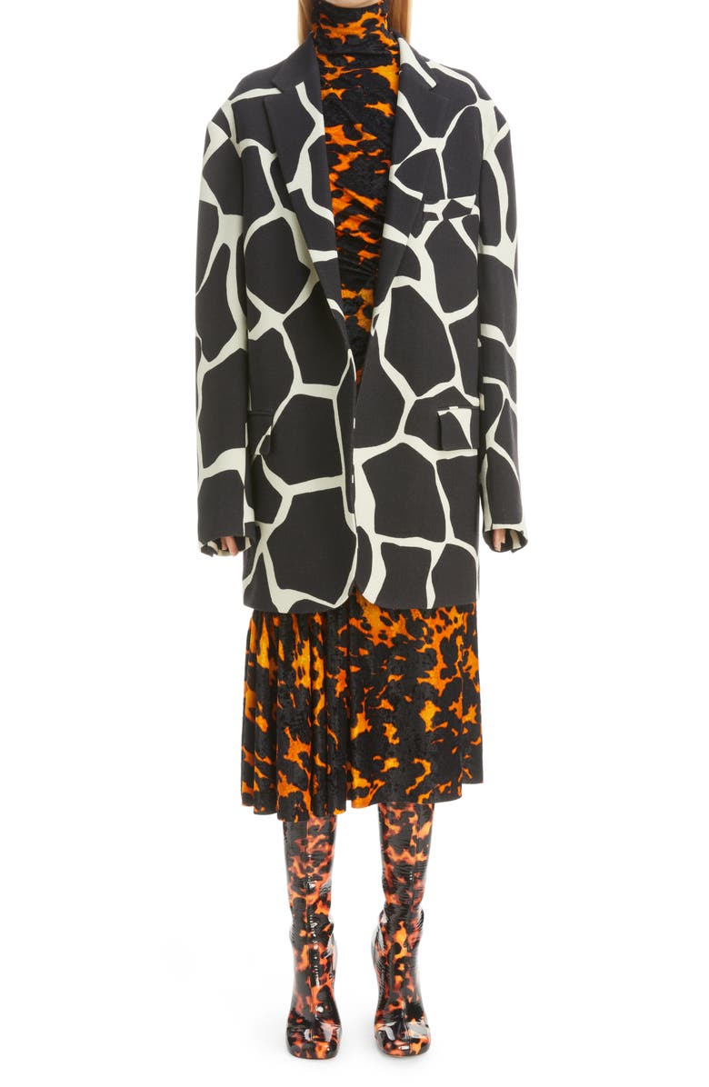 Dries Van Noten Giraffe Print Wool Crepe Blazer, Main, color,