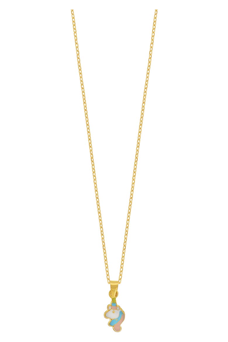 Kids' 14K Gold Enamel Unicorn Pendant Necklace (Nordstrom Exclusive), Main, color, 14K YELLOW GOLD
