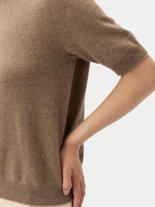 Gobi Mongolian Cashmere Elbow-length Sleeve Cashmere Sweater In Brown
