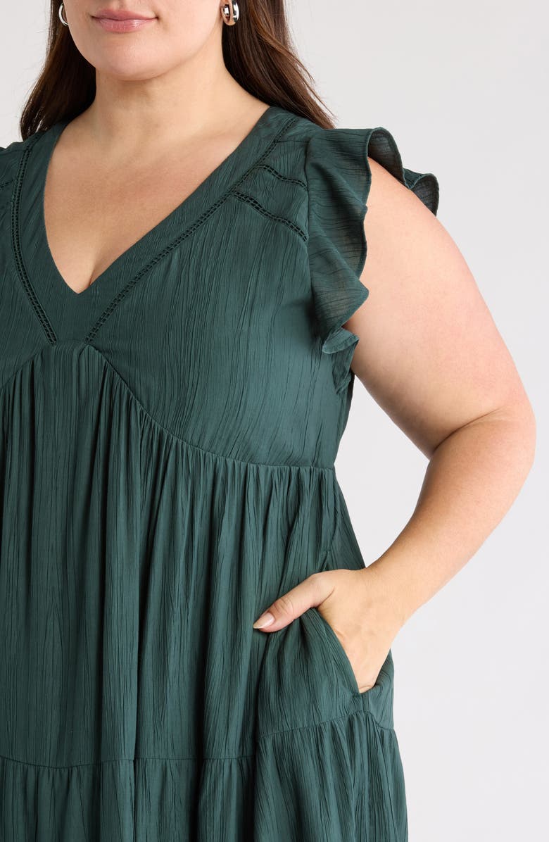 Treasure & Bond Crinkle Finish Flutter Sleeve Maxi Dress, Alternate, color, Green Gables