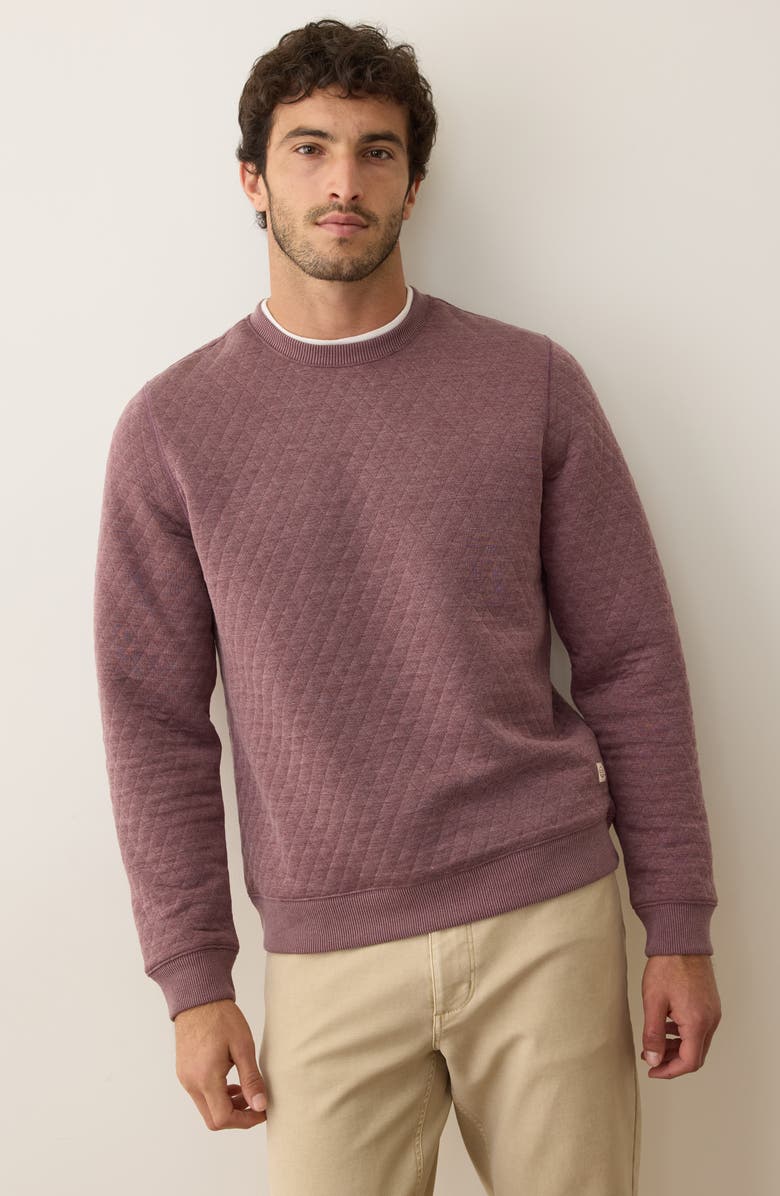 Marine Layer Corbet Quilted Crewneck Sweatshirt, Alternate, color, Plum Steel