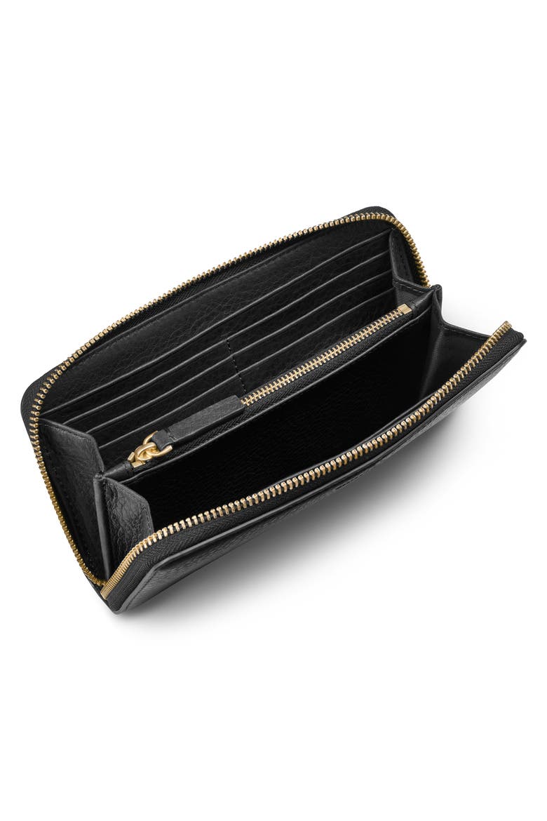 Continental Pebble Leather Zip Wallet, Alternate, color, BLACK
