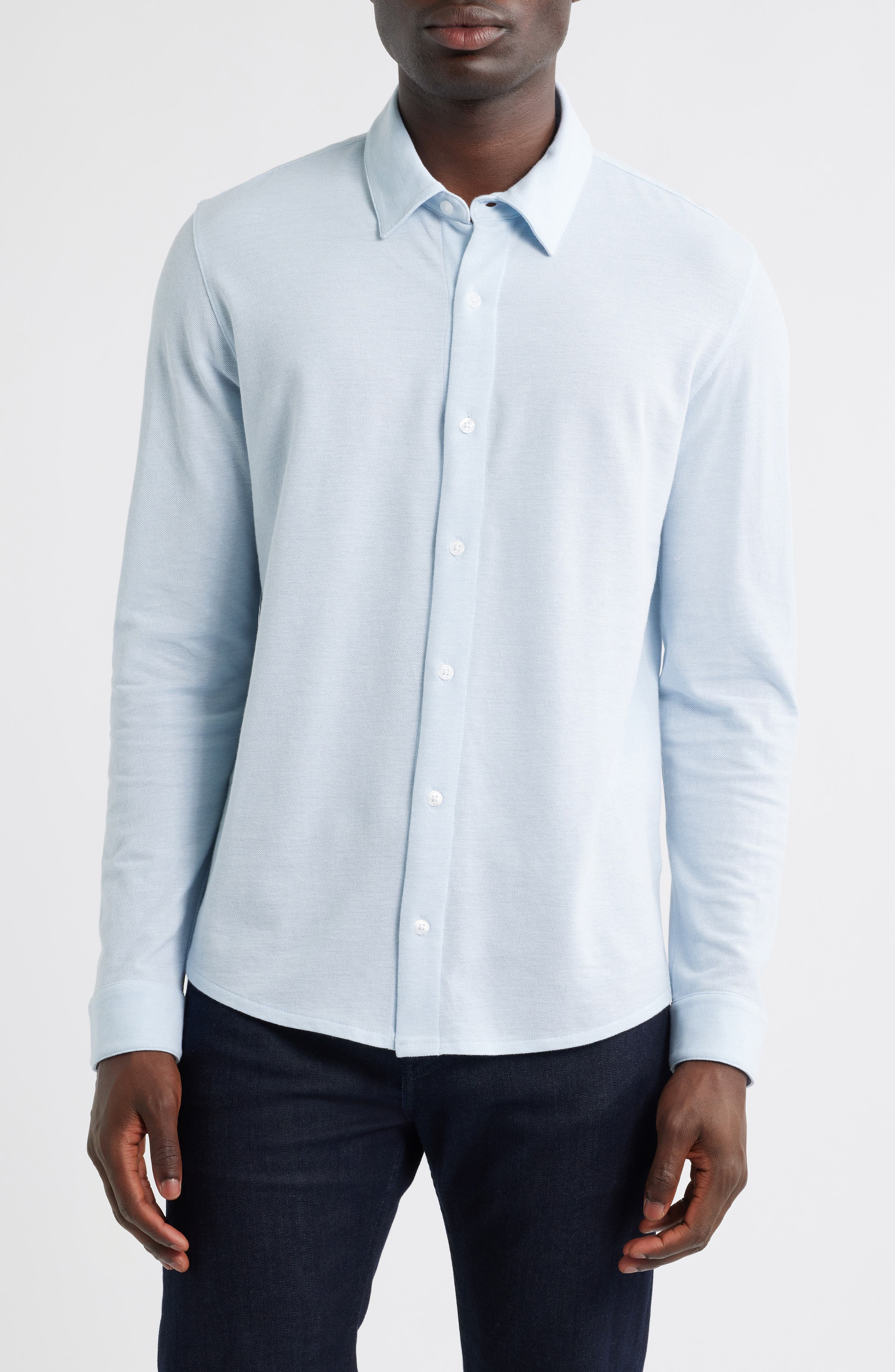 Vince Cotton Piqué Knit Button-Up Shirt