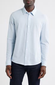 Vince Cotton Piqué Knit Button-Up Shirt