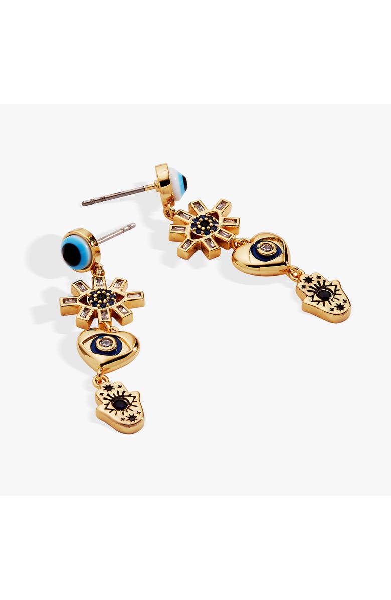 Alex and Ani Evil Eye Linear Earring, Alternate, color, Gold Blue