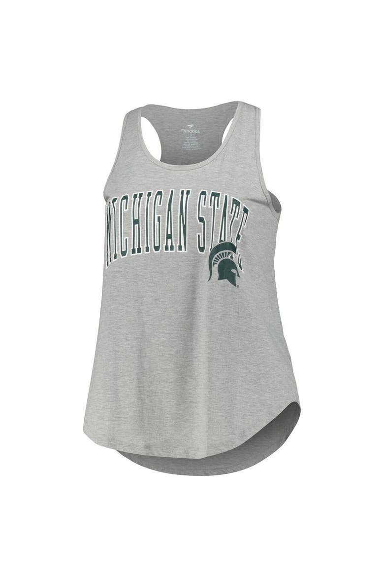 Women's Profile Heather Gray Michigan State Spartans Arch Logo Racerback Scoop Neck Tank Top, Alternate, color, Heather Gray