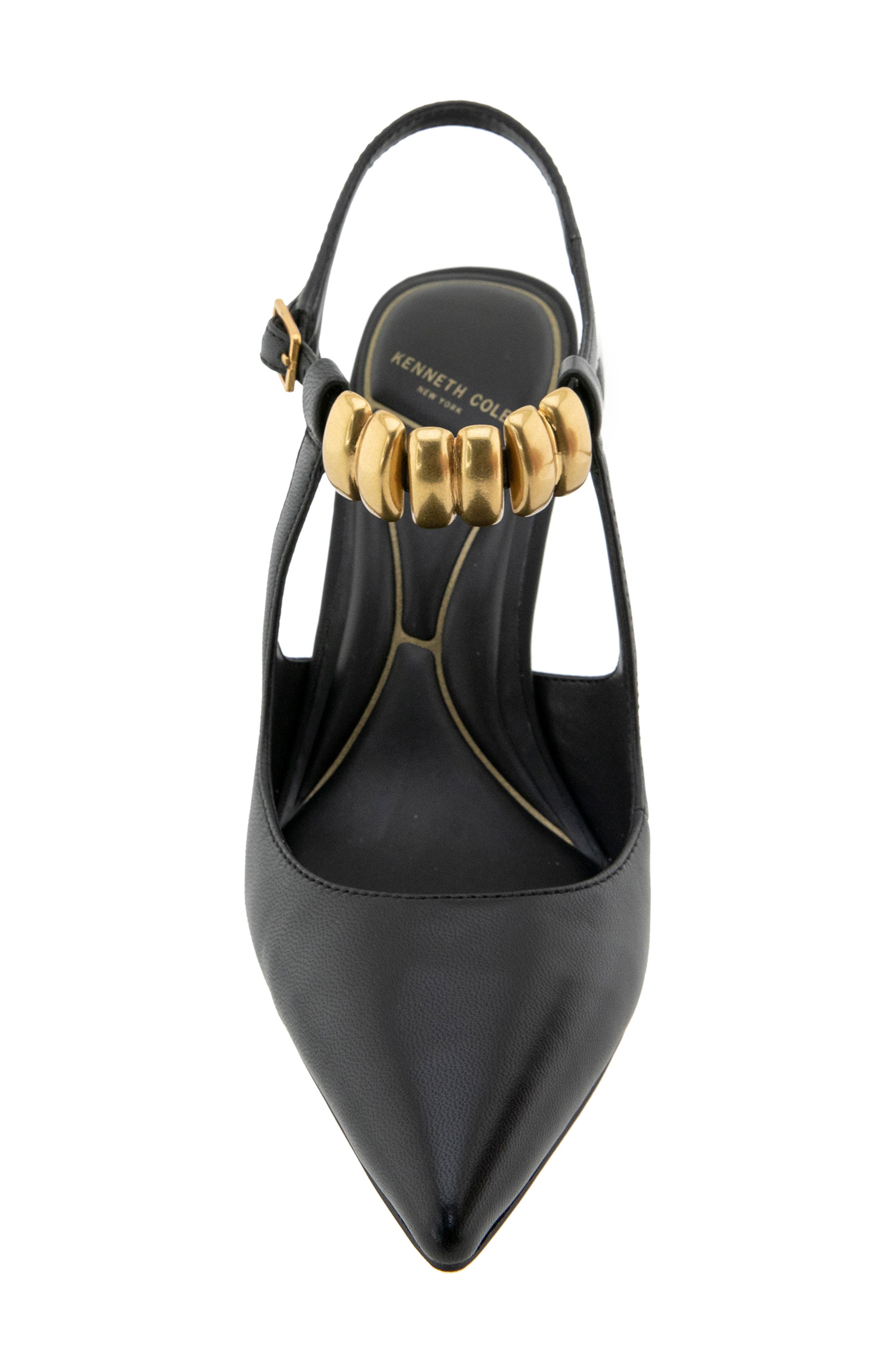 Kenneth Cole Romi Ankle Strap Pointed Toe Pump, Alternate, color, Black Leather