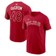 Nike Men's Nike Jacob deGrom Red Texas Rangers 2026 City Connect Name & Number T-Shirt