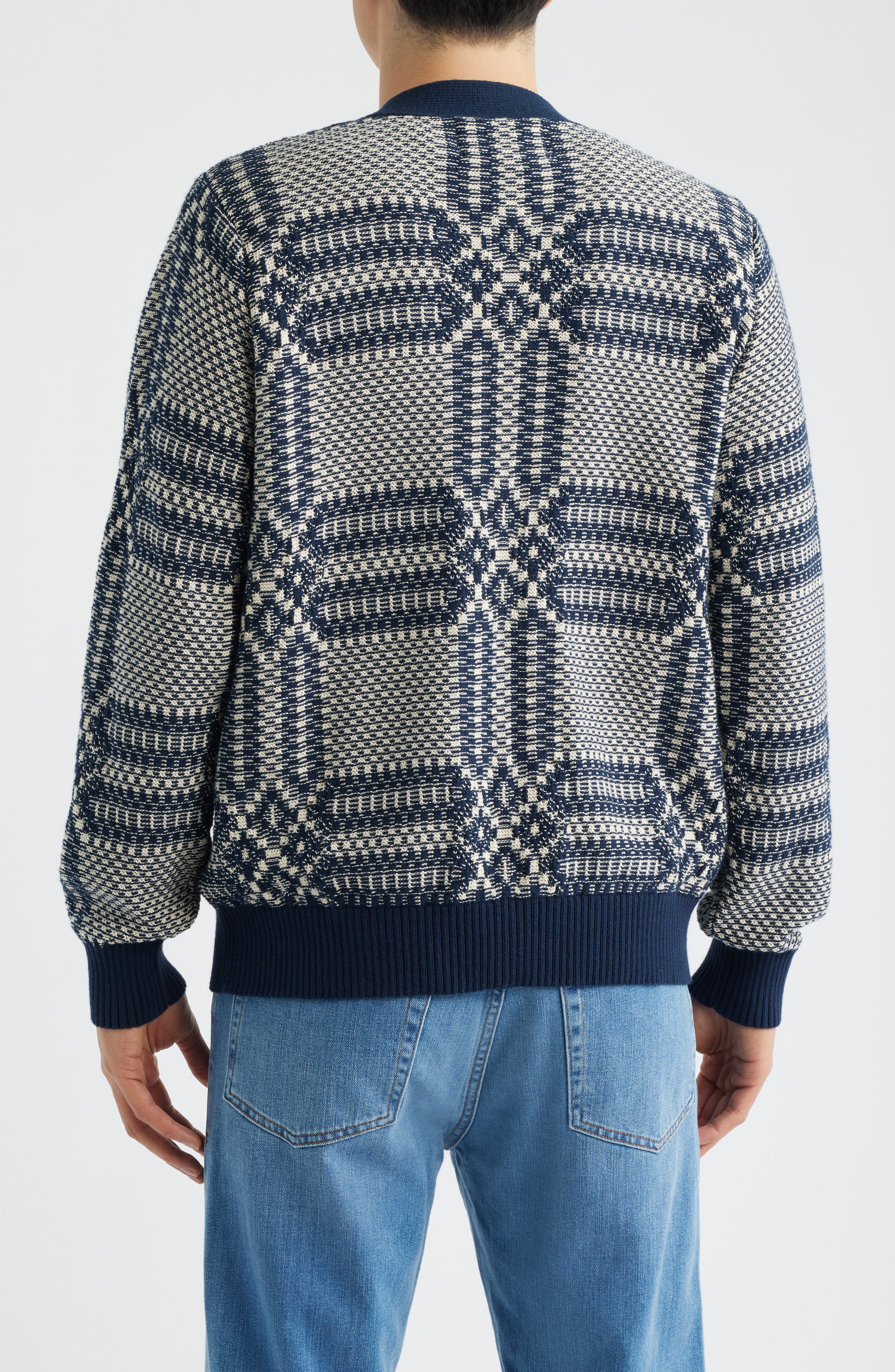 Overshot Geometric Intarsia Cardigan - image 2