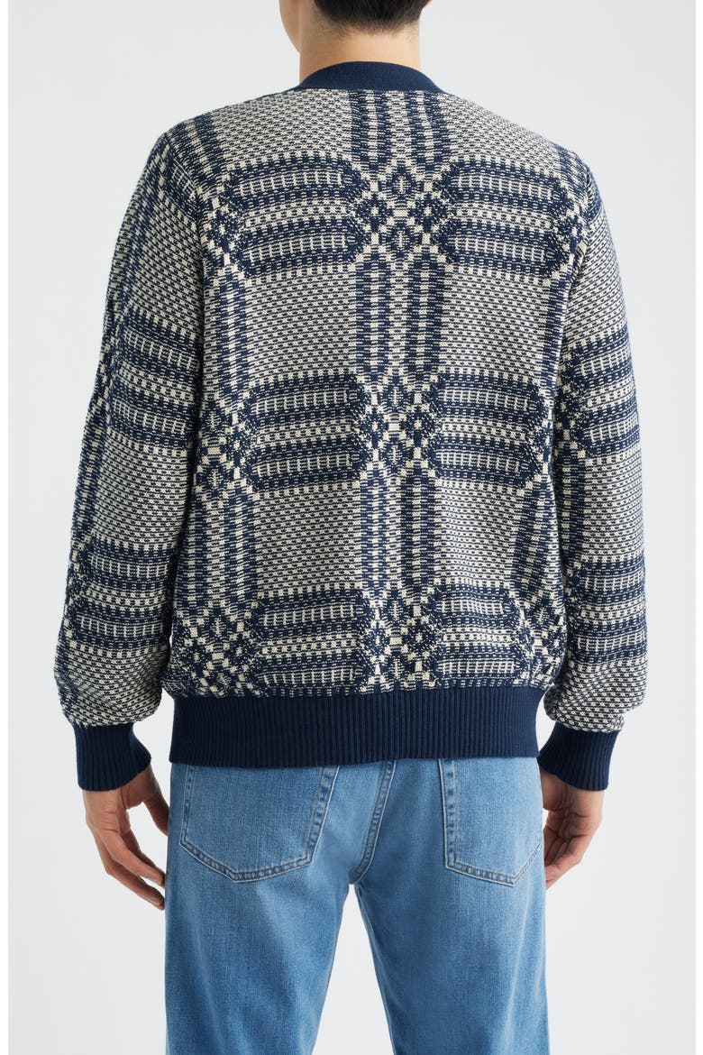 Overshot Geometric Intarsia Cardigan, Alternate, color, MOUNTAIN BLUE