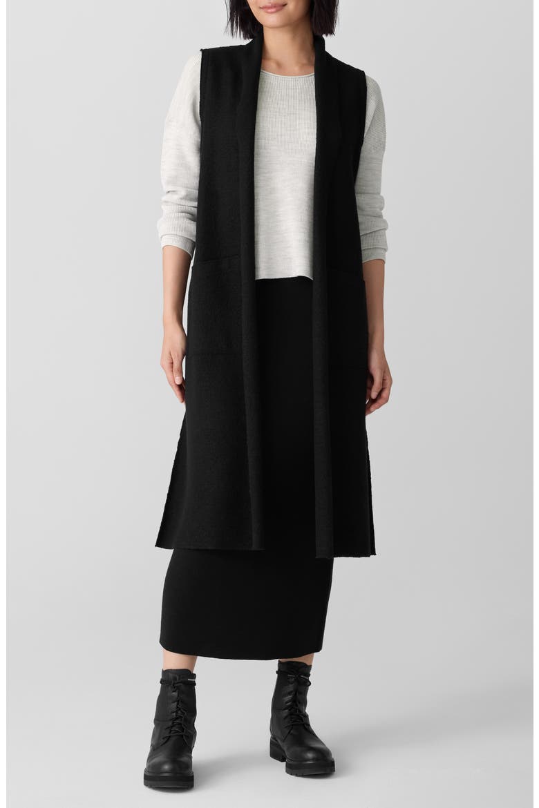 Shawl Collar Wool Longline Vest, Main, color, BLACK