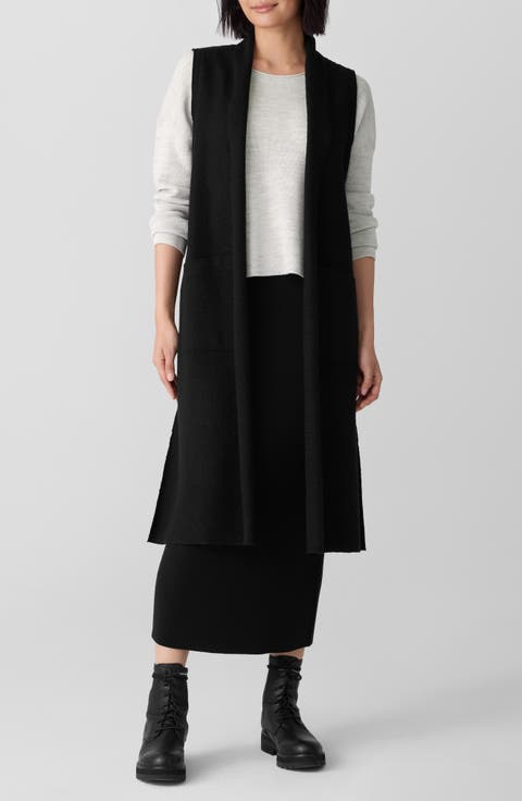 Shawl Collar Wool Longline Vest
