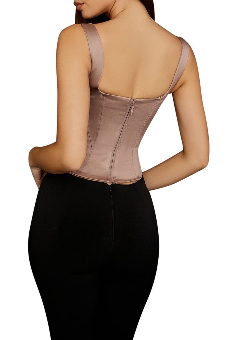 Rafa Satin Longline Corset Top, Alternate, color, STONE