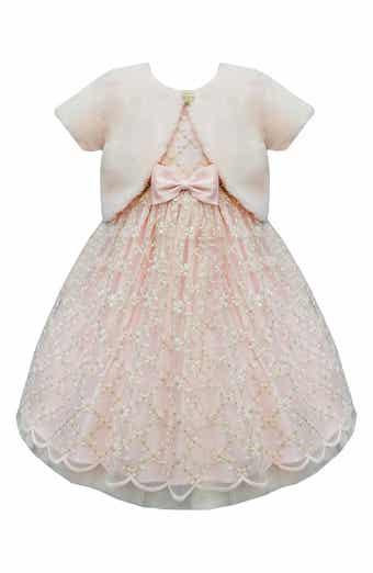 AMERICAN PRINCESS Kids' Flower Embroidered Dress & Faux Fur Bolero Jacket