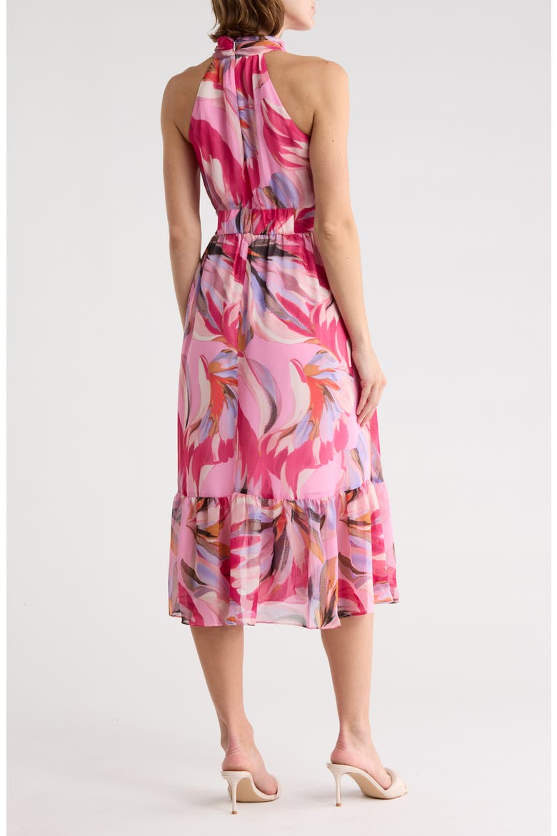 Halter Neck Sleeveless Midi Dress, Alternate, color, PINK MULTI