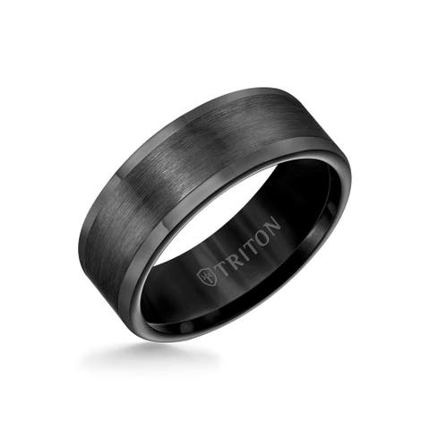 8MM Tungsten Carbide Ring with Satin Finish Flat Center and Round Edge