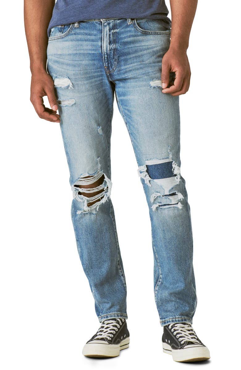 Lucky Brand 411 Athletic Ripped Tapered Leg Jeans, Main, color, 