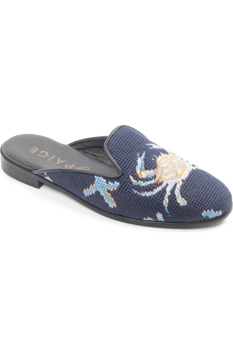 ByPaige Needlepoint Crab Mule, Main, color, Navy