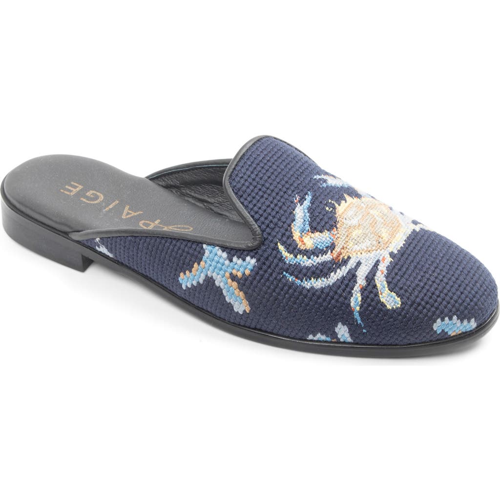 Bypaige Needlepoint Crab Mule In Navy