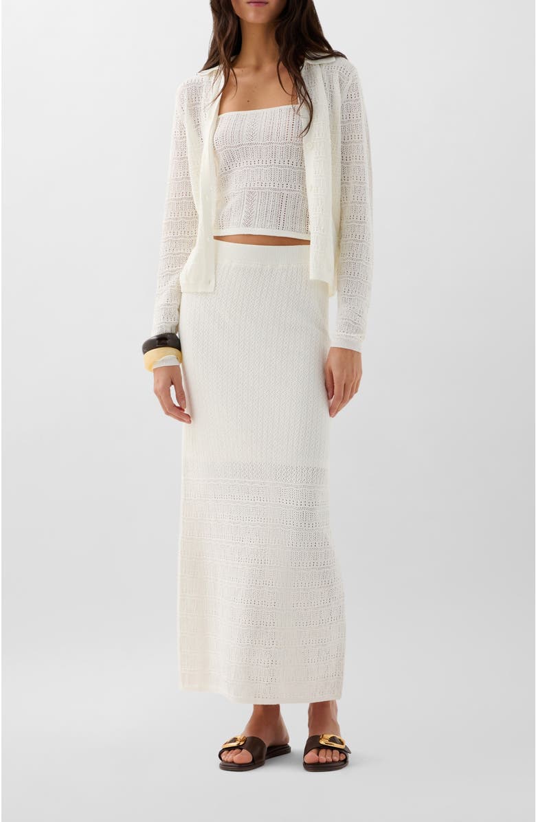 Scalpers Pointelle White Skirt, Alternate, color, White