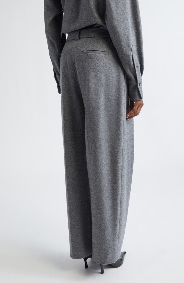 Victoria Beckham Pleated Wide Leg Wool & Cashmere Trousers, Alternate, color, Mid Grey Melange