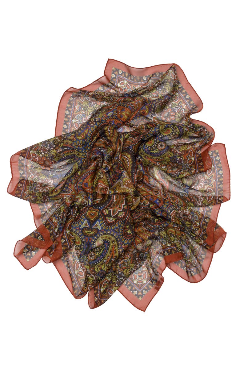Elizabetta Helena - Large Silk Scarf for Women, Alternate, color, Rust
