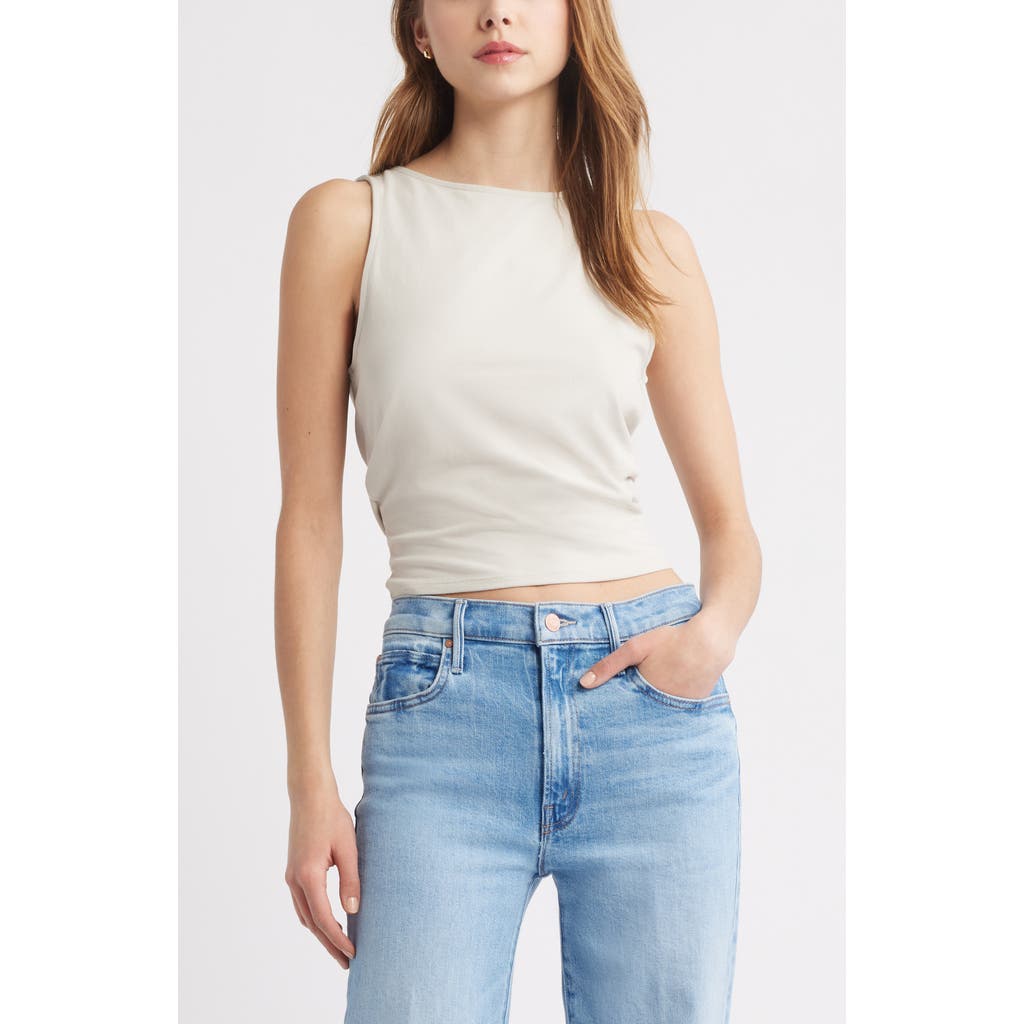 Open Edit Drape Back Sleeveless Top In Beige Pumice