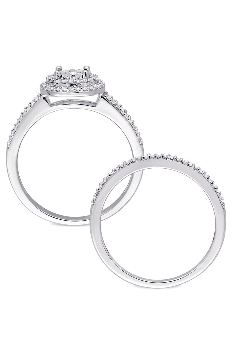 Julianna B. Diamond Halo Split Shank Bridal Ring Set 10k, Alternate, color, 10K White Gold