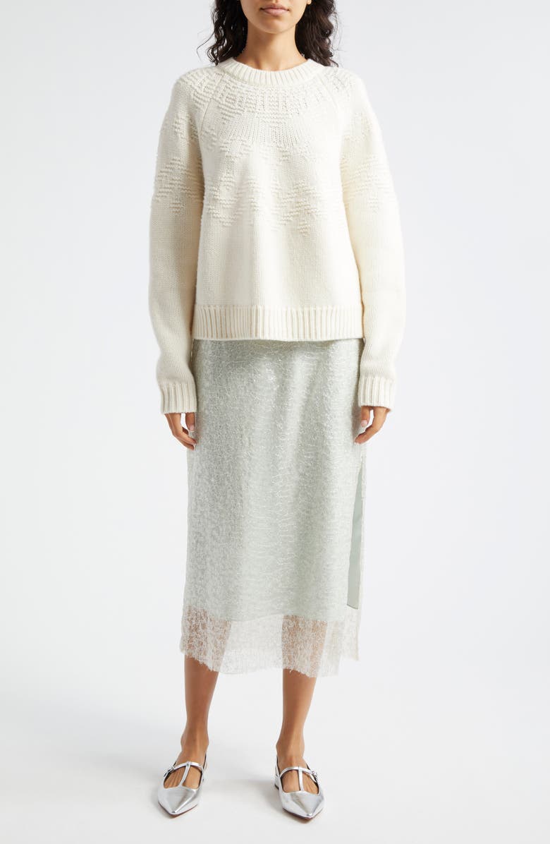 Vince Textured Fair Isle Wool Sweater, Alternate, color, Off White