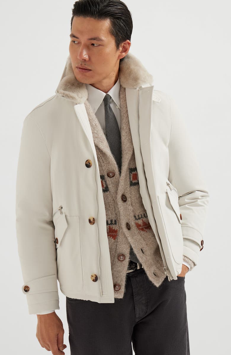 Brunello Cucinelli Bomber jacket with padding, Alternate, color, Panama