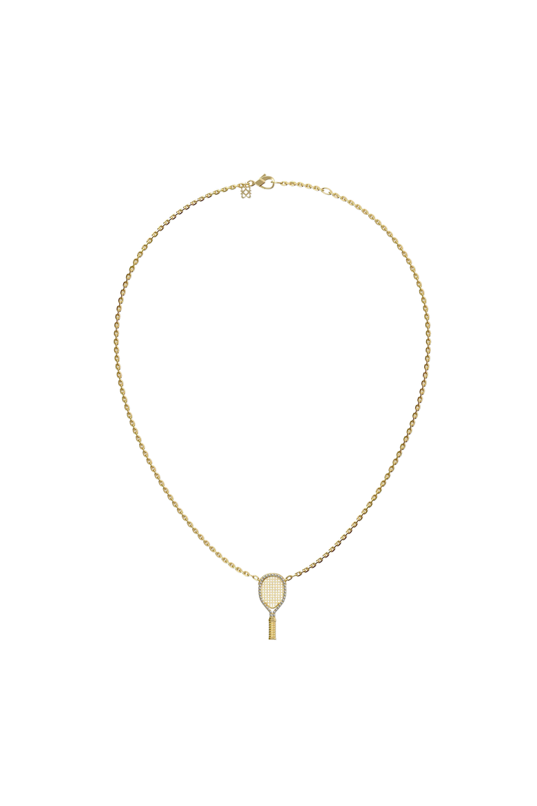 The Tennis Necklace, White Diamond Halo, Alternate, color, Gold / White Diamond