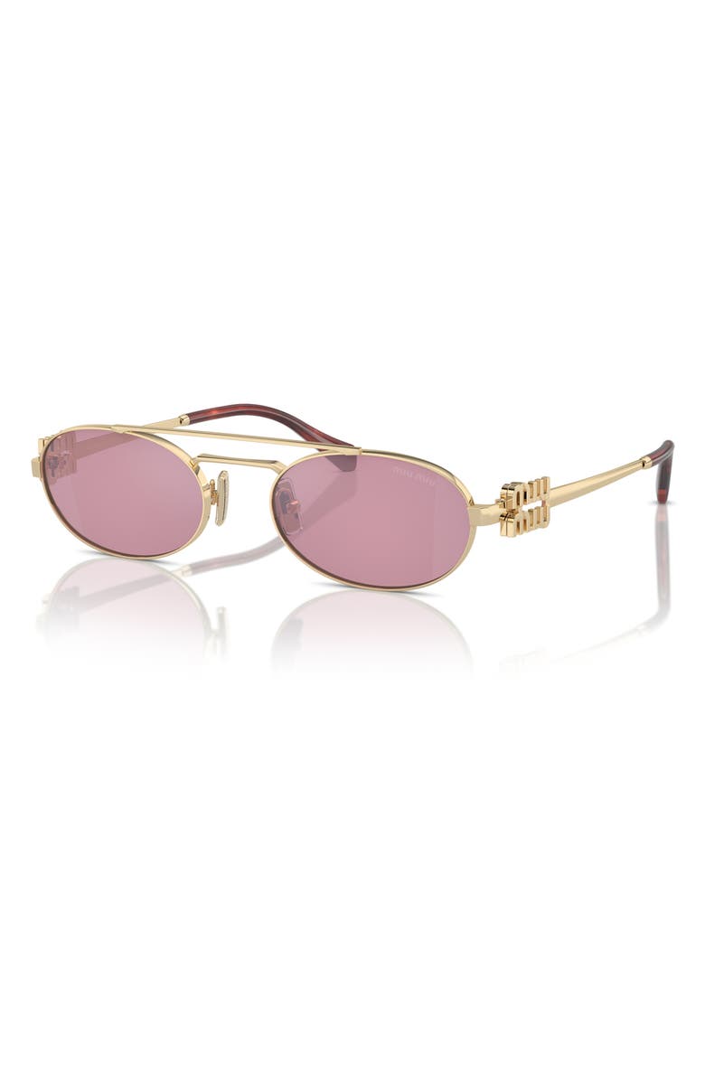 Miu Miu 53mm Oval Sunglasses, Alternate, color, Pale Gold / Pink Silver