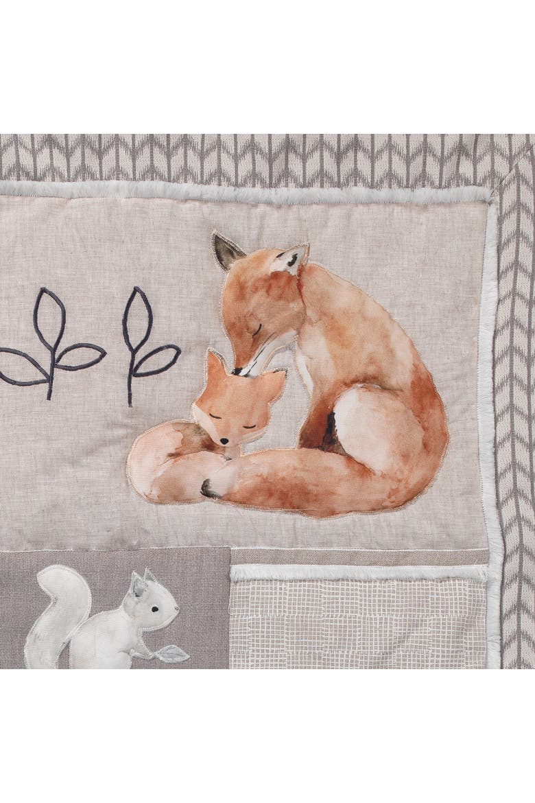 Painted Forest Woodland Animals 4-Piece Nursery Baby Crib Bedding Set, Alternate, color, Tan