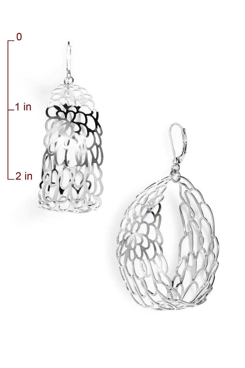 'Etchings' Floral Cutout Hoop Earrings, Alternate, color, SILVER