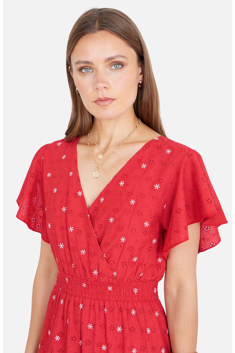 Broderie Anglaise Wrap Midi Dress, Alternate, color, Red