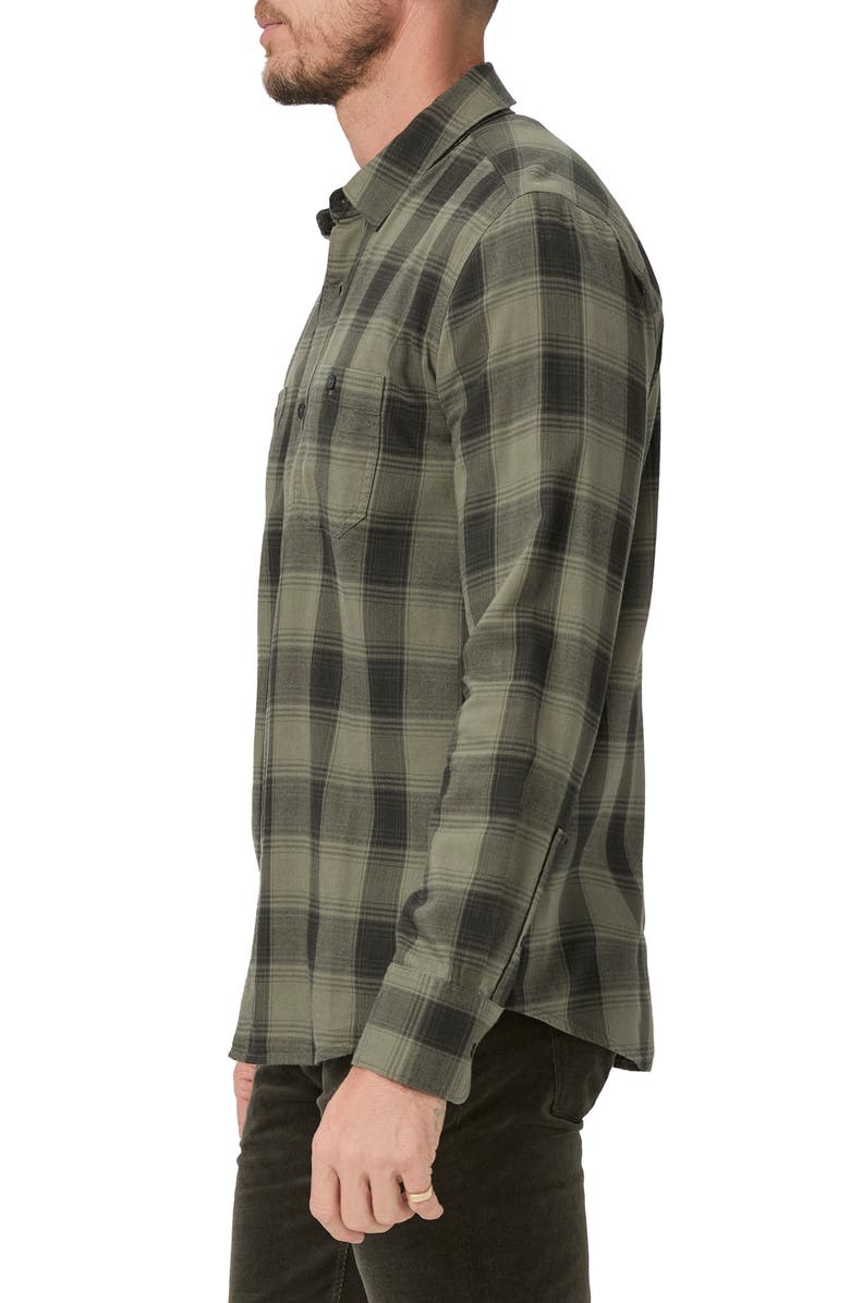 PAIGE Everett Shadow Check Flannel Button-Up Shirt, Alternate, color, Sage Glen