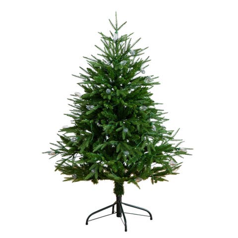 4-ft Pre-Lit Artificial Luxembourg Pine Christmas Tree with 120 Multicolored Traditional Bulb LED Lights