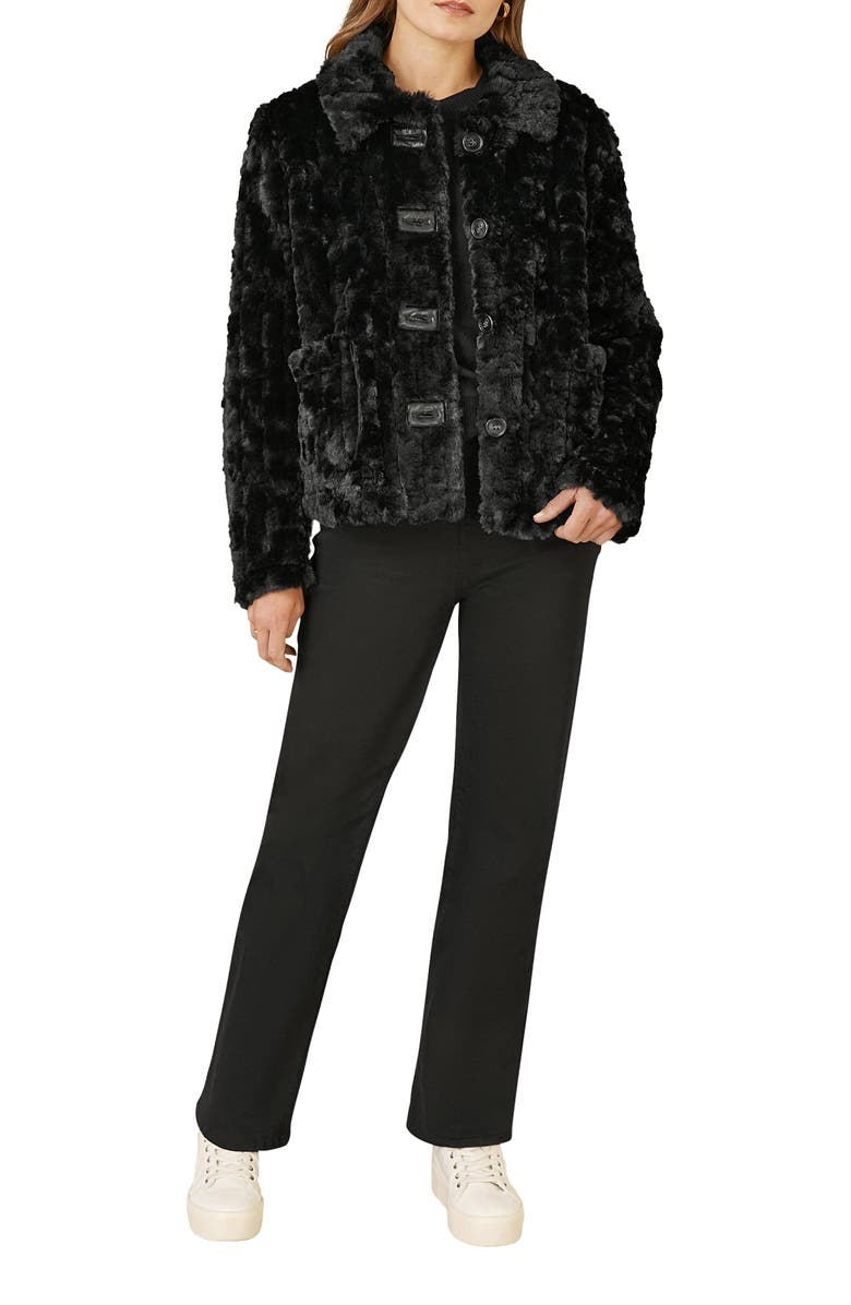 Yumi Textured Faux Fur Jacket, Alternate, color, Black