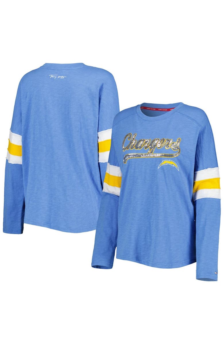 Tommy Hilfiger Women's Tommy Hilfiger Powder Blue Los Angeles Chargers Justine Long Sleeve Tunic T-Shirt, Main, color, 