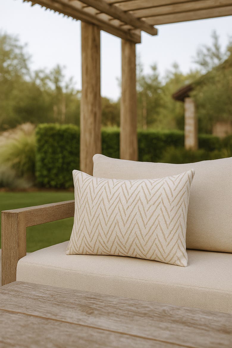 Chevron Boucle Pillow, Alternate, color, Rustic Beige
