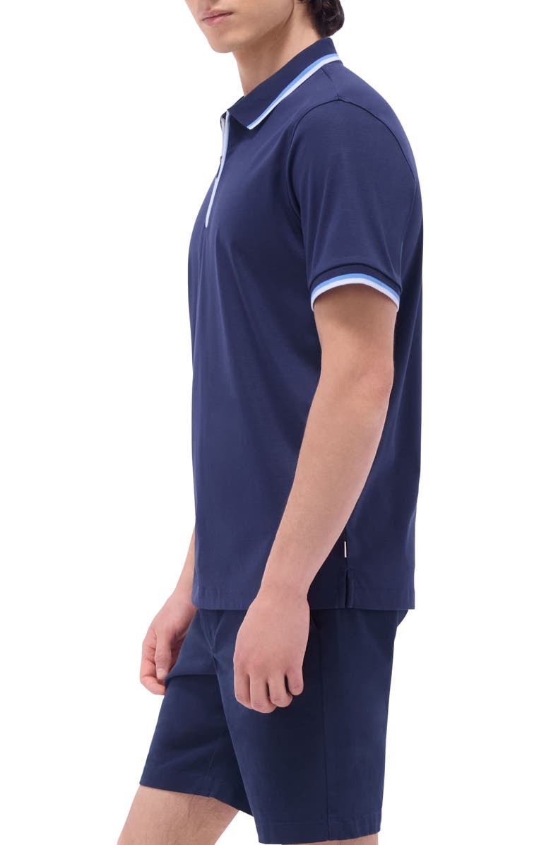 Bugatchi Tipped Quarter Zip Polo, Alternate, color, Navy
